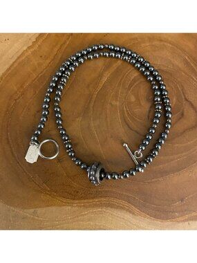 Mignon Faget 16" Hematite Bead Necklace